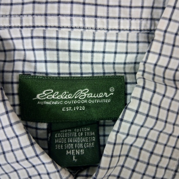 Eddie Bauer Outdoor Outfitter Blue Check Shirt L - Picture 5 of 6